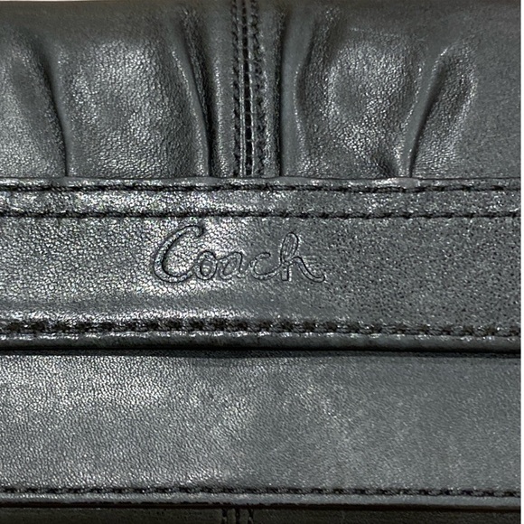 COACH SOHO PLEATED BLACK LEATHER TRI-FOLD WALLET / VINTAGE 2004 - Picture 9 of 10